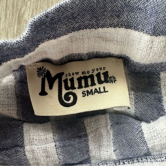 Show Me Your Mumu Roam Ruffle Wrap Skirt Women’s Small Blue White - Picture 4 of 6